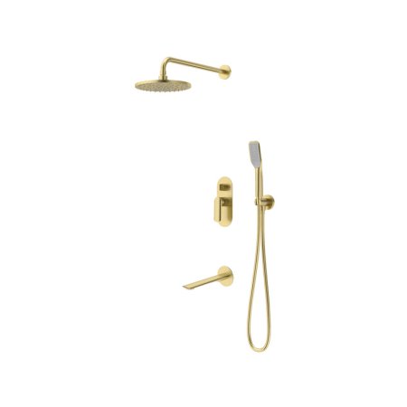 Vedo Aletta Spazzo I Zestaw wannowo-prysznicowy podtynkowy z deszczownicą 25 cm szczotkowane złoto VBA5231/25/SZ