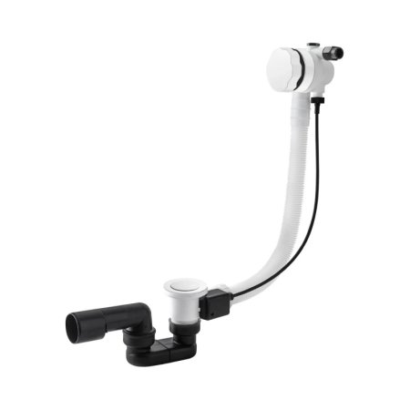 Vedo Classic II Syfon wannowy 57 cm z napełnianiem przez przelew z korkiem automatycznym biały mat 342A/60/BI