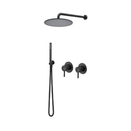 Vema Maira Zestaw prysznicowy podtynkowy z deszczownicą 30 cm czarny mat MAIZES90/CZAR