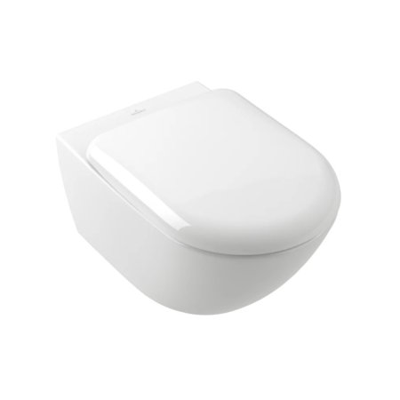 Villeroy & Boch Antao Zestaw Toaleta WC bez kołnierza + deska wolnoopadająca biały Weiss Alpin z powłoką Ceramic Plus 4674T0R1+8M67S1R1