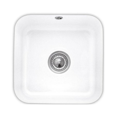 Villeroy & Boch Cisterna 50 Zlewozmywak ceramiczny jednokomorowy 44,5x44,5 cm z korkiem automatycznym Biały Alpin z powłoką z CeramicPlus 670302R1