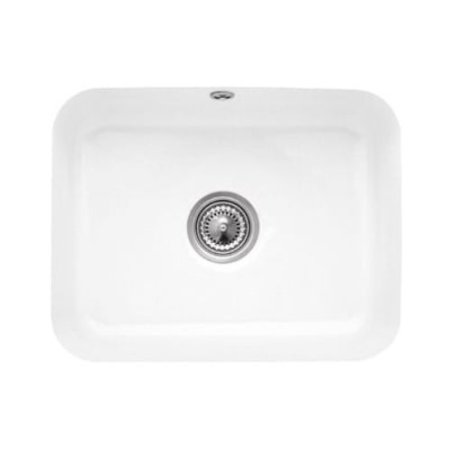 Villeroy & Boch Cisterna 60C Zlewozmywak ceramiczny jednokomorowy 55x44 cm z korkiem automatycznym Biały Alpin z powłoką z CeramicPlus 670602R1