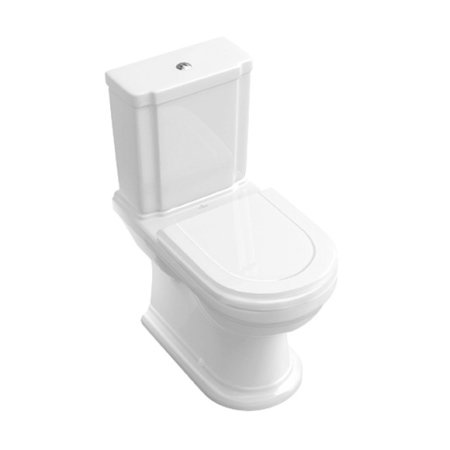 Villeroy & Boch Hommage Toaleta WC stojąca kompaktowa 37x72,5 cm lejowa, z powłoką CeramicPlus, biała Weiss Alpin 666210R1