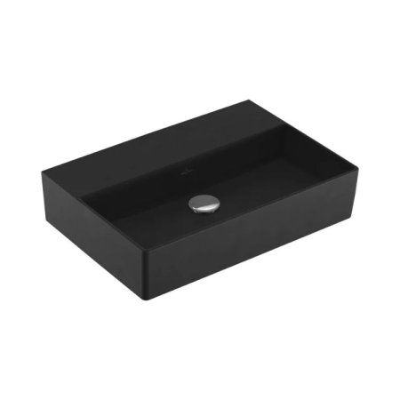 Villeroy & Boch Memento 2.0 Umywalka wisząca 60x42 cm bez otworu na baterię bez przelewu czarna Pure Black z powłoką CeramicPlus 4A2263R7