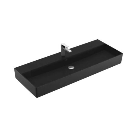 Villeroy & Boch Memento 2.0 Umywalka wisząca lub nablatowa 120x47 cm z otworem na baterię bez przelewu czarna Pure Black z powłoką CeramicPlus 4A22CHR7