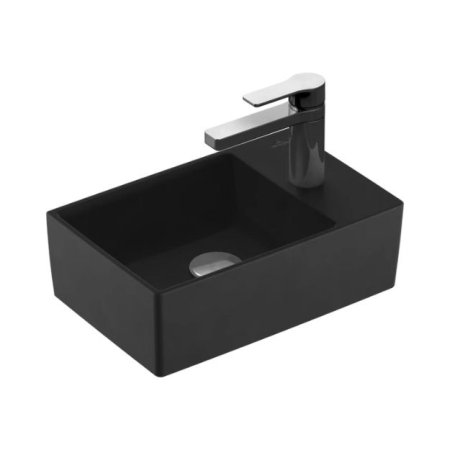 Villeroy & Boch Memento 2.0 Umywalka wisząca mała 40x26 cm bez przelewu z powłoką CeramicPlus czarna Pure Black 432340R7