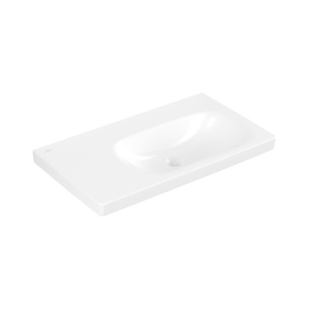 Villeroy & Boch Skyla Umywalka meblowa 80x46 cm bez otworu na baterię bez przelewu prawa biały mat Stone White z powłoką CeramicPlus 5A52R4RW