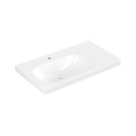 Villeroy & Boch Skyla Umywalka meblowa 80x46 cm lewa z otworem na baterię bez przelewu biały mat Stone White z powłoką CeramicPlus 5A52L2RW