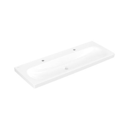 Villeroy & Boch Skyla Umywalka meblowa 120x46 cm podwójna z dwoma otworami na baterie bez przelewu biały Weiss Alpin z powłoką CeramicPlus 5A51C2R1