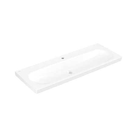 Villeroy & Boch Skyla Umywalka meblowa 120x46 cm podwójna z jednym otworem na baterie bez przelewu biały mat Stone White z powłoką CeramicPlus 5A51C1RW