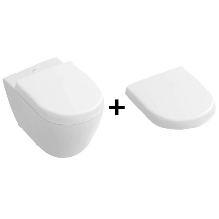 Villeroy & Boch Subway 2.0 Zestaw Toaleta WC podwieszana 48x35,5 cm Compact DirectFlush z powłoką CeramicPlus, biała 5606R0R1+9M69S101