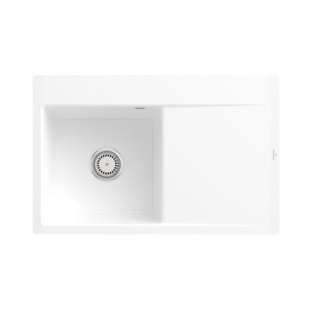 Villeroy & Boch Subway Style 45 Flat Zlewozmywak ceramiczny jednokomorowy 76x49 cm lewy Biały Alpin z powłoką z CeramicPlus 33481FR1