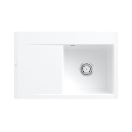 Villeroy & Boch Subway Style 45 Flat Zlewozmywak ceramiczny jednokomorowy 76x49 cm prawy Biały Alpin z powłoką z CeramicPlus 33471FR1