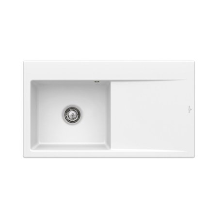 Villeroy & Boch Subway Style 50 Flat Zlewozmywak ceramiczny jednokomorowy 88x49 cm lewy Biały Alpin z powłoką z CeramicPlus 33521FR1