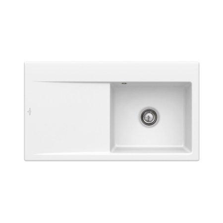 Villeroy & Boch Subway Style 50 Flat Zlewozmywak ceramiczny jednokomorowy 88x49 cm prawy Biały Alpin z powłoką z CeramicPlus 33511FR1