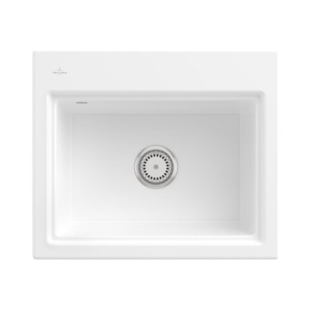 Villeroy & Boch Subway Style 60 S Zestaw Zlewozmywak ceramiczny jednokomorowy 60x51 cm Biały Alpin z powłoką z CeramicPlus + kratka ociekowa 336601R1