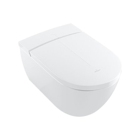 Villeroy & Boch ViClean I100 Toaleta WC myjąca podwieszana 59,5x38,5 cm DirectFlush bez kołnierza z deską sedesową wolnoopadającą z powłoką CeramicPlus, biała V0E100R1