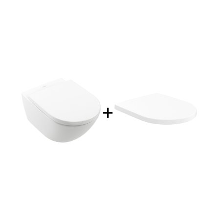 Villeroy & Boch Subway 3.0 Zestaw Combi-Pack Toaleta WC 56x37 cm bez kołnierza + deska wolnoopadająca biała Ceramicplus 4670TSR1