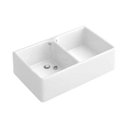 Villeroy & Boch O.Novo Zlewozmywak dwukomorowy 79,5x22x50 cm z przelewem biały Weiss Alpin 63310001
