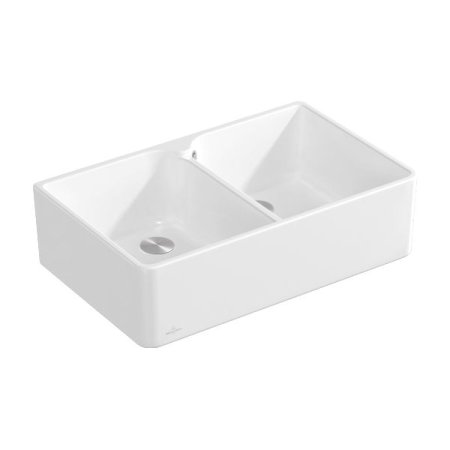 Villeroy&Boch Sink Unit 80 X Zlewozmywak ceramiczny farmerski dwukomorowy CeramicPlus 79,5x50 cm biały Stone White 638001RW