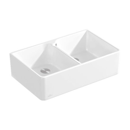 Villeroy&Boch Sink Unit 80 X Zlewozmywak ceramiczny farmerski dwukomorowy CeramicPlus 79,5x50 cm biały Weiss Alpin 638001R1