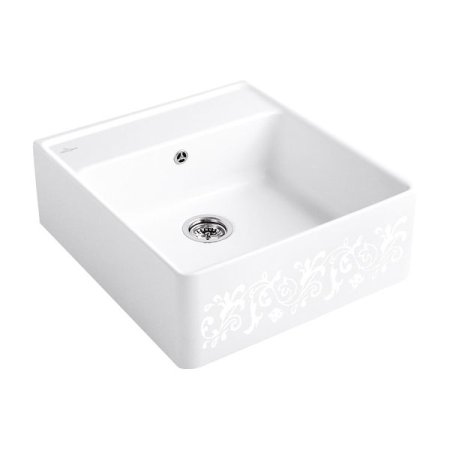 Villeroy&Boch Sink Unit Zlewozmywak ceramiczny farmerski jednokomorowy CeramicPlus 59,5x63 cm biały perłowy dekor White Pearl 632061KT