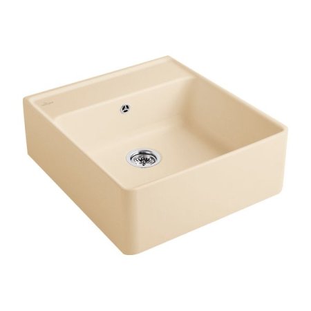Villeroy&Boch Sink Unit Zlewozmywak ceramiczny 1-komorowy CeramicPlus 59,5x63 cm z korkiem pop-up, podblatowy, bez ociekacza, piaskowy Sand 632062I5