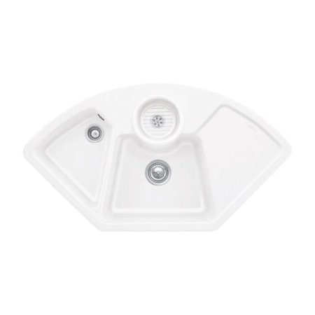 Villeroy&Boch Solo corner Zlewozmywak ceramiczny dwukomorowy CeramicPlus 107,5x60 cm narożny biały Stone White 670801RW