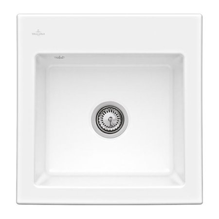 Villeroy&Boch Subway 50 S Zlewozmywak ceramiczny 1-komorowy CeramicPlus 52,5x51 cm z korkiem pop-up do wbudowania bez ociekacza biały Snow White 331502KG