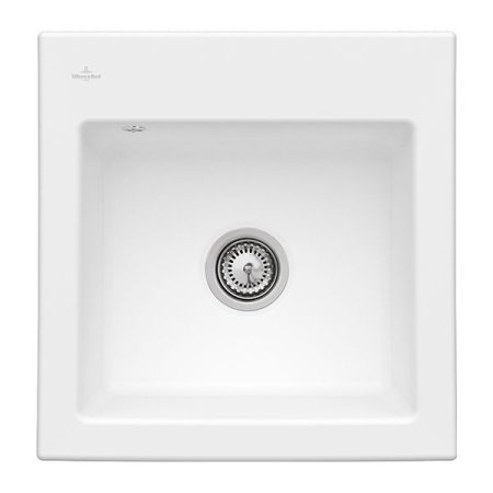 Villeroy&Boch Subway 50 S Zlewozmywak ceramiczny 1-komorowy CeramicPlus 52,5x51 cm z korkiem pop-up do wbudowania bez ociekacza biały Stone White 331502RW