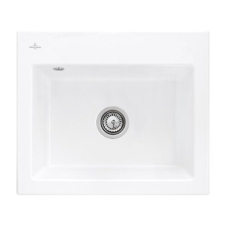 Villeroy&Boch Subway 60 S Zlewozmywak ceramiczny 1-komorowy CeramicPlus 60x51 cm z korkiem pop-up do wbudowania bez ociekacza biały Stone White 330902RW