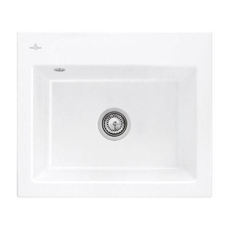 Villeroy&Boch Subway 60 S Zlewozmywak ceramiczny 1-komorowy CeramicPlus 60x51 cm z korkiem pop-up do wbudowania bez ociekacza biały Weiss Alpin 330902R1