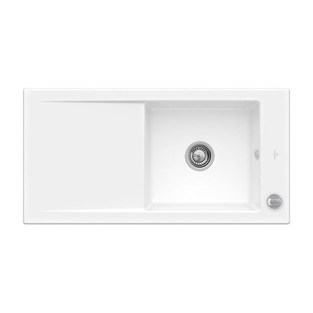 Villeroy&Boch Timeline 60 Zlewozmywak ceramiczny 1-komorowy CeramicPlus 100x51 cm do wbudowania, z ociekaczem, biały Weiss Alpin 679001R1