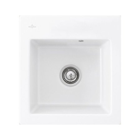 Villeroy&Boch Subway 45 XS Flat Zlewozmywak ceramiczny 1-komorowy CeramicPlus 44x47,5 cm na r&oacute;wni z blatem bez ociekacza biały Weiss Alpin 67811FR1