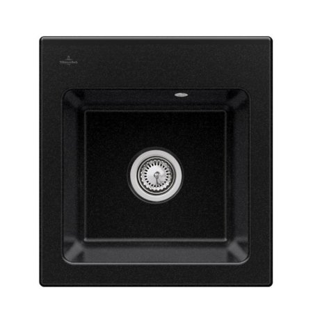 Villeroy&Boch Subway 45 XS Flat Zlewozmywak ceramiczny 1-komorowy CeramicPlus 44x47,5 cm na r&oacute;wni z blatem bez ociekacza czarny Chromit 67811FJ0
