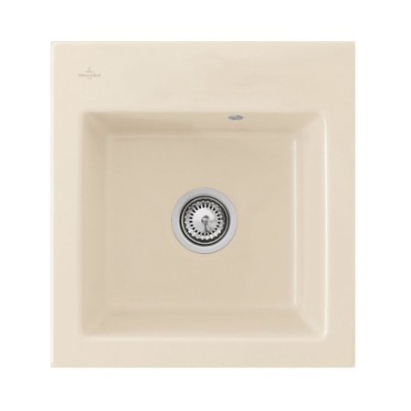 Villeroy&Boch Subway 45 XS Flat Zlewozmywak ceramiczny 1-komorowy CeramicPlus 44x47,5 cm na r&oacute;wni z blatem bez ociekacza kremowy Ivory 67811FFU