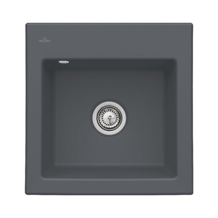 Villeroy&Boch Subway 50 S Flat Zlewozmywak ceramiczny 1-komorowy CeramicPlus 49x47,5 cm na r&oacute;wni z blatem bez ociekacza grafitowy Graphite 33151Fi4