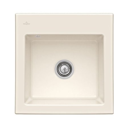 Villeroy&Boch Subway 50 S Flat Zlewozmywak ceramiczny 1-komorowy CeramicPlus 49x47,5 cm na r&oacute;wni z blatem bez ociekacza kremowy Crema 33151FKR
