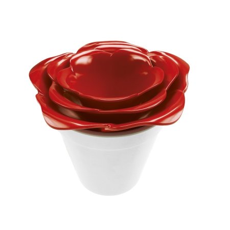 Zak Designs Rose Zestaw misek z pojemnikiem Rose 16x16x13 cm, czerwony/biały 1647-D840
