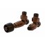 Schlosser Prestige zestaw termostatyczny kątowy ½ x M22x1,5 Antyczna miedź Głowica z drewnianym pokrętłem stożkowym GW M22x1,5 - 16x2 PEX 604500110 - zdjęcie 1