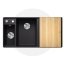 Blanco Axia III 6 S-F Zestaw Zlewozmywak kompozytowy półtorakomorowy 99x51 cm lewy czarny + deska kuchenna drewniana + odsączarka stalowa 525853 - zdjęcie 1