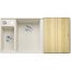 Blanco Axia III 6 S-F Zlewozmywak kompozytowy półtorakomorowy 99x50 cm delikatny biały lewy + deska kuchenna drewniana + odsączarka stalowa 527047 - zdjęcie 1