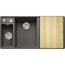 Blanco Axia III 6 S-F Zlewozmywak kompozytowy półtorakomorowy 99x50 cm wulkaniczny szary lewy + deska kuchenna drewniana + odsączarka stalowa 527231 - zdjęcie 1