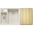 Blanco Axia III 6 S Zlewozmywak kompozytowy półtorakomorowy 100x51 cm delikatny biały lewy + deska kuchenna drewniana + odsączarka stalowa 527044  - zdjęcie 1