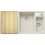 Blanco Axia III 6 S Zlewozmywak kompozytowy półtorakomorowy 100x51 cm delikatny biały prawy + deska kuchenna drewniana + odsączarka stalowa 527046  - zdjęcie 1