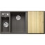 Blanco Axia III 6 S Zlewozmywak kompozytowy półtorakomorowy 100x51 cm wulkaniczny szary lewy + deska kuchenna drewniana + odsączarka stalowa 527227 - zdjęcie 1