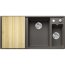 Blanco Axia III 6 S Zlewozmywak kompozytowy półtorakomorowy 100x51 cm wulkaniczny szary prawy + deska kuchenna drewniana + odsączarka stalowa 527229 - zdjęcie 1