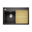 Blanco Zenar 45 S-F Zestaw Zlewozmywak granitowy jednokomorowy 84,8x49,8 cm lewy czarny + deska kuchenna drewniana 526039 - zdjęcie 1