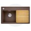Blanco Zenar 45 S-F Zestaw Zlewozmywak granitowy jednokomorowy 84,8x49,8 cm lewy kawowy + deska kuchenna drewniana 523831 - zdjęcie 1