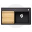 Blanco Zenar 5 S Zestaw Zlewozmywak kompozytowy jednokomorowy 91,5x51 cm prawy czarny + deska kuchenna drewniana 526045 - zdjęcie 1